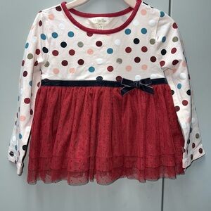 Matilda Jane Red and White Long Sleeve Tee with Polka Dots